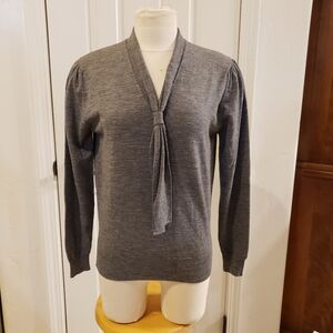 Dalkeith made in England 100% Pure Virgin wool V Neck Sweater w/ Tie Det…